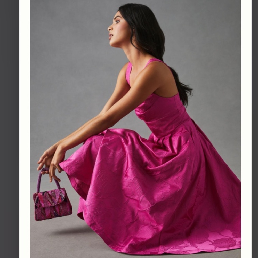 Anthropologie Square-Neck Jacquard Dress